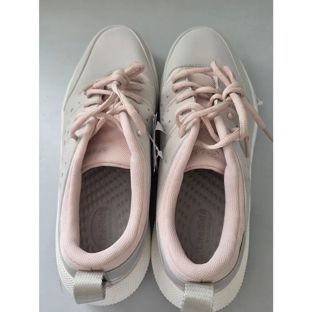 CROCS Women’s Athletic Sneakers in Light Pink and Light Gray